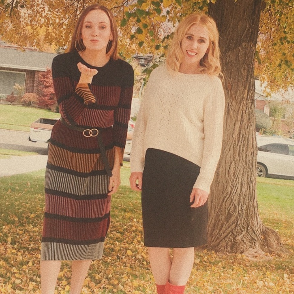 Black striped sweater dress